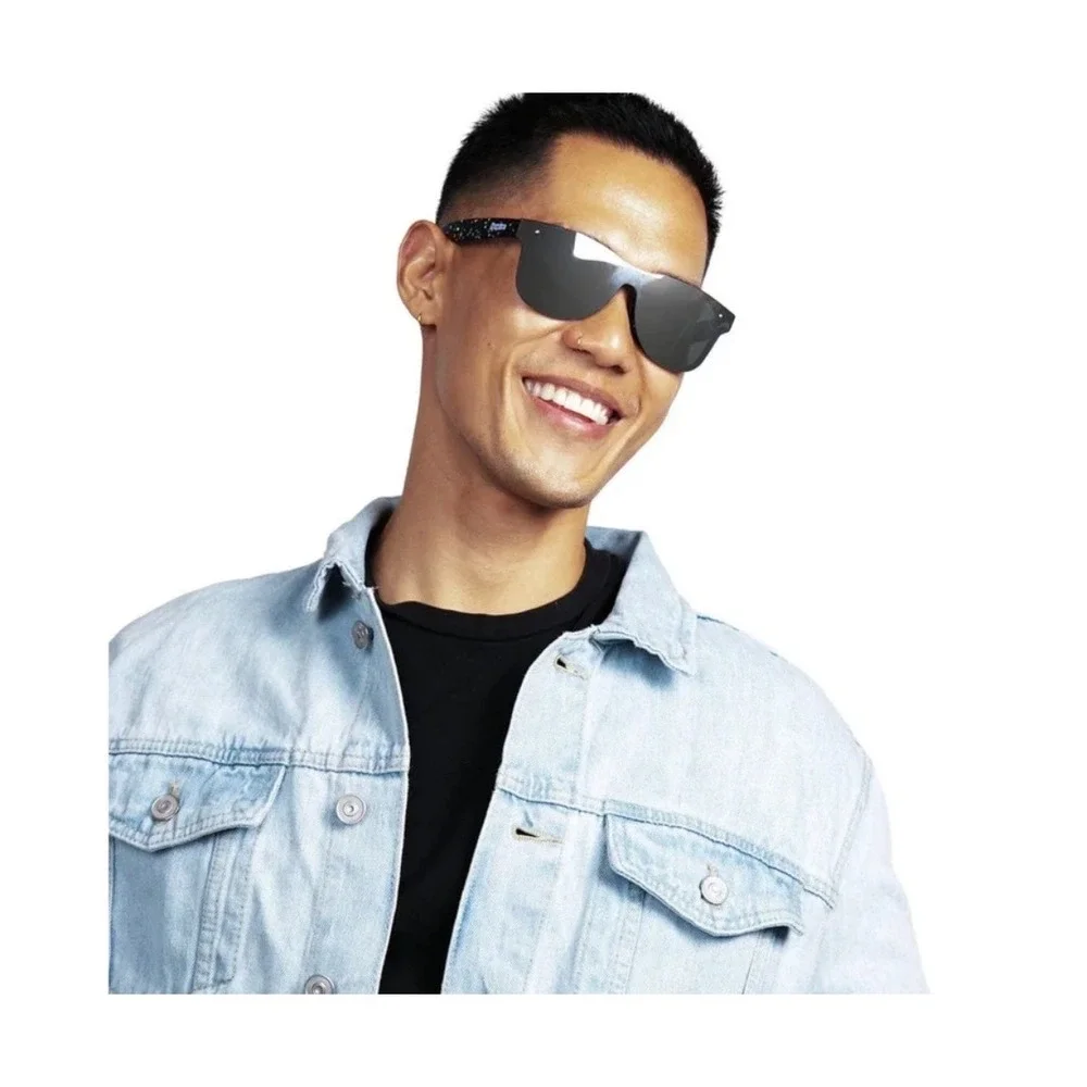 Tipsy‎ Elves Nightcrawler Sport Sunglasses Mirror Lens Black Splatter Frame